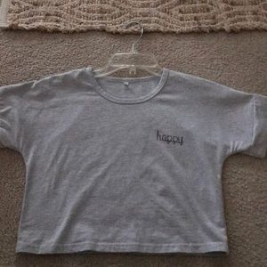 Light gray “happy” crop top